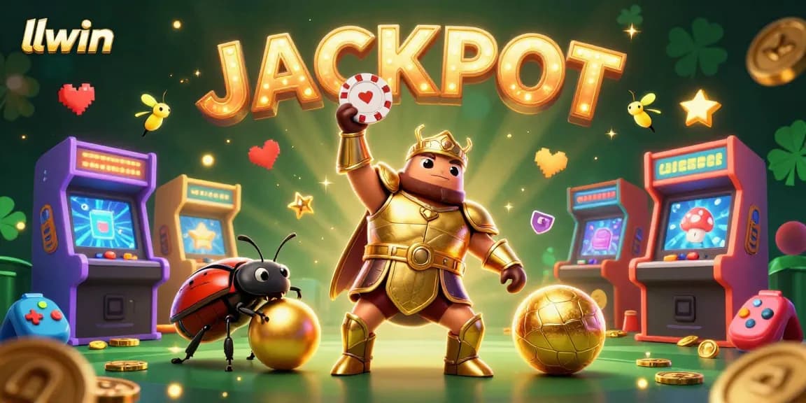 llwin showcases thrilling gaming experiences with vibrant characters and a jackpot theme.