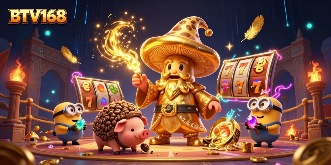Engage with BTV168's exhilarating slot games, showcasing magical characters and vibrant imagery.