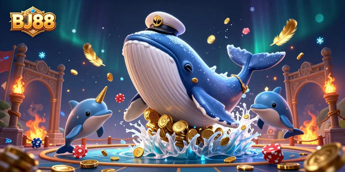 Win big at BJ88's dynamic casino scene featuring vibrant characters and game elements.
