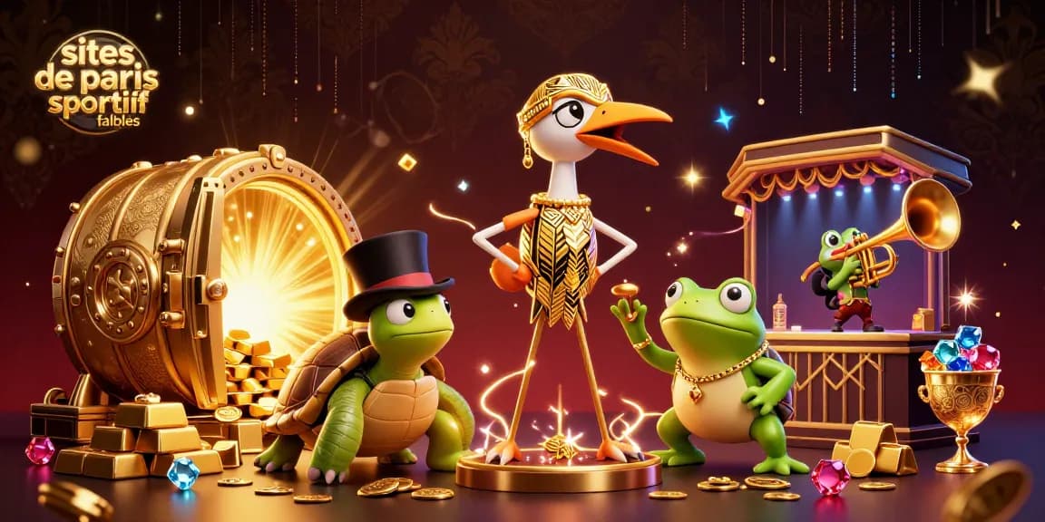 Jouez sur des sites de paris sportif fiables avec une illustration festive de casino en 3D.