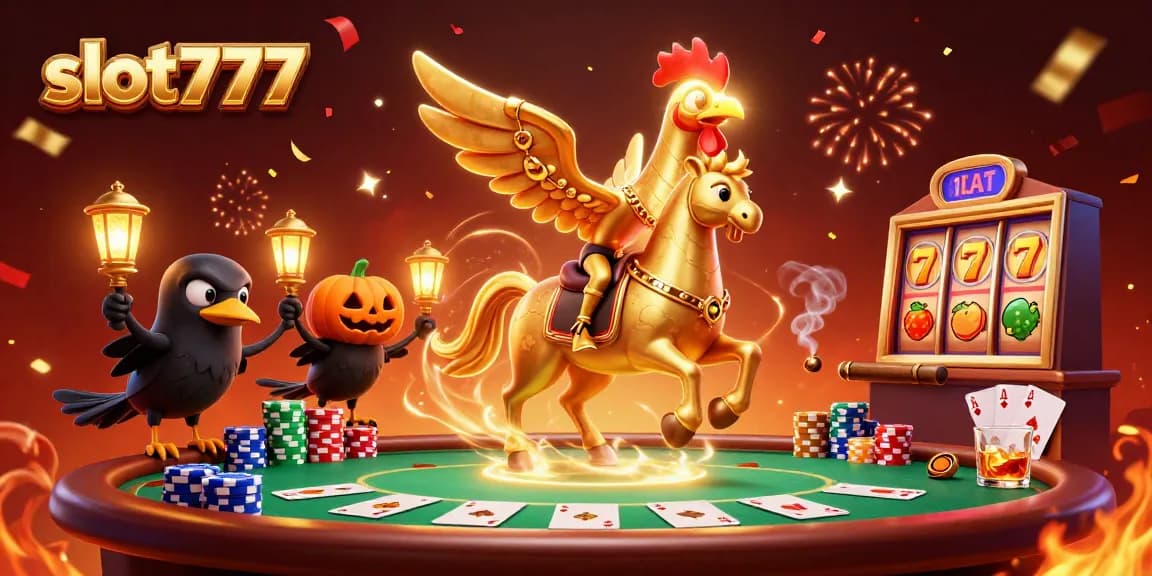 Experience exhilarating gameplay at slot777 with a lively casino scene featuring unique characters.