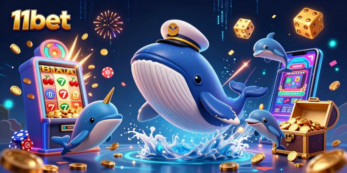 Experience thrilling fun with 11bet's vibrant casino scene featuring characters and games!
