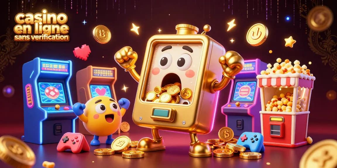Jackpot avec un casino en ligne sans vérification où des machines à sous sautent de joie.