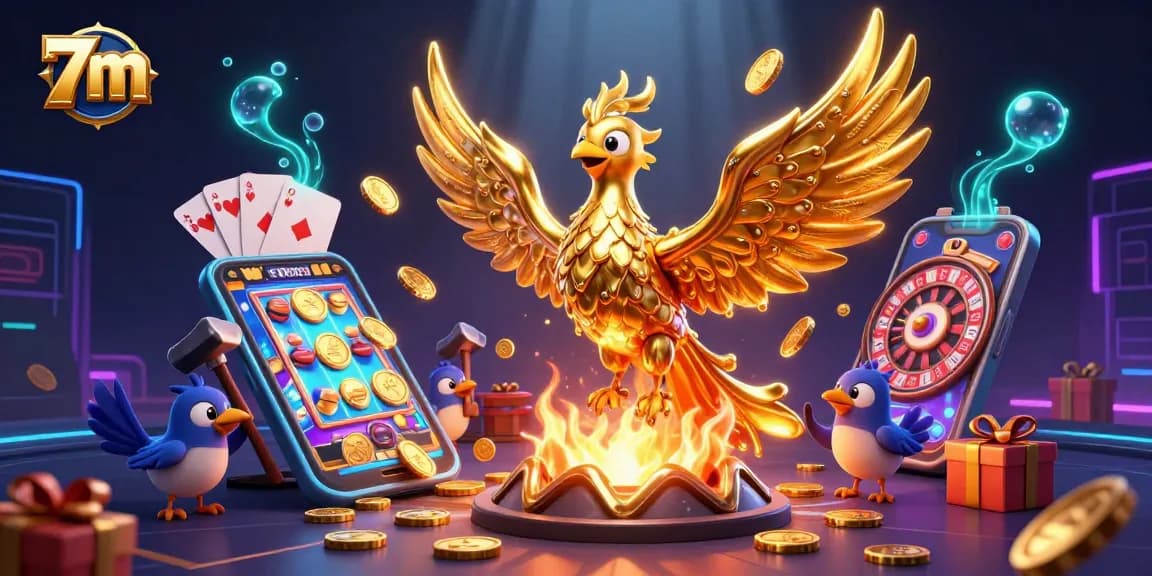 Spin to win with 7m: golden coins burst from a casino-themed captivating scene.
