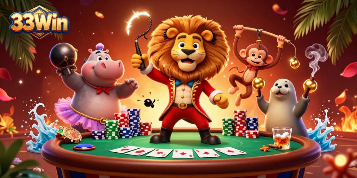 Experience immersive gaming at 33Win with vibrant casino characters and dynamic elements.