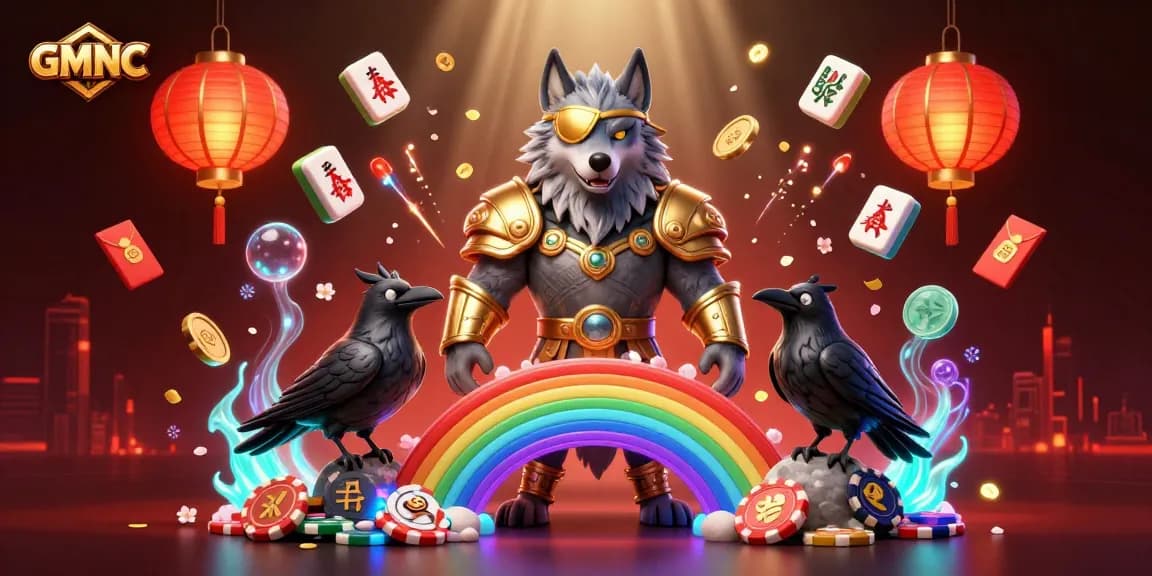Experience GMNC with a vibrant scene featuring Odin and ravens amidst dynamic casino elements.