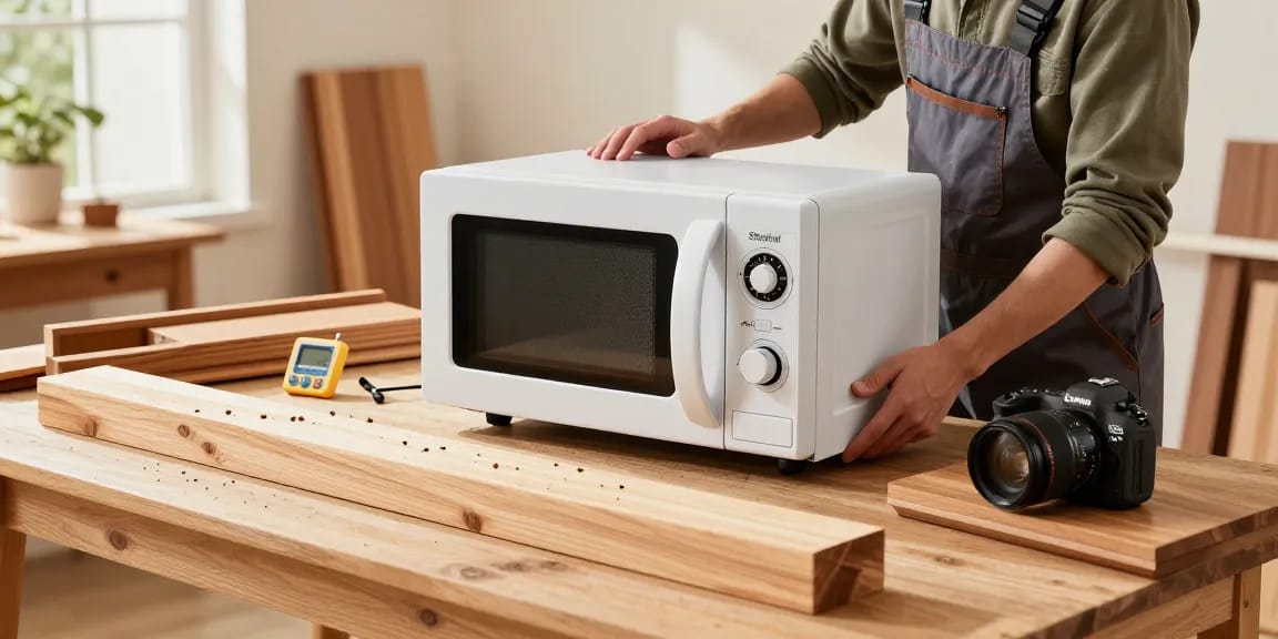 Shashel microwave technology in action eliminating wood-boring insects in a workshop.