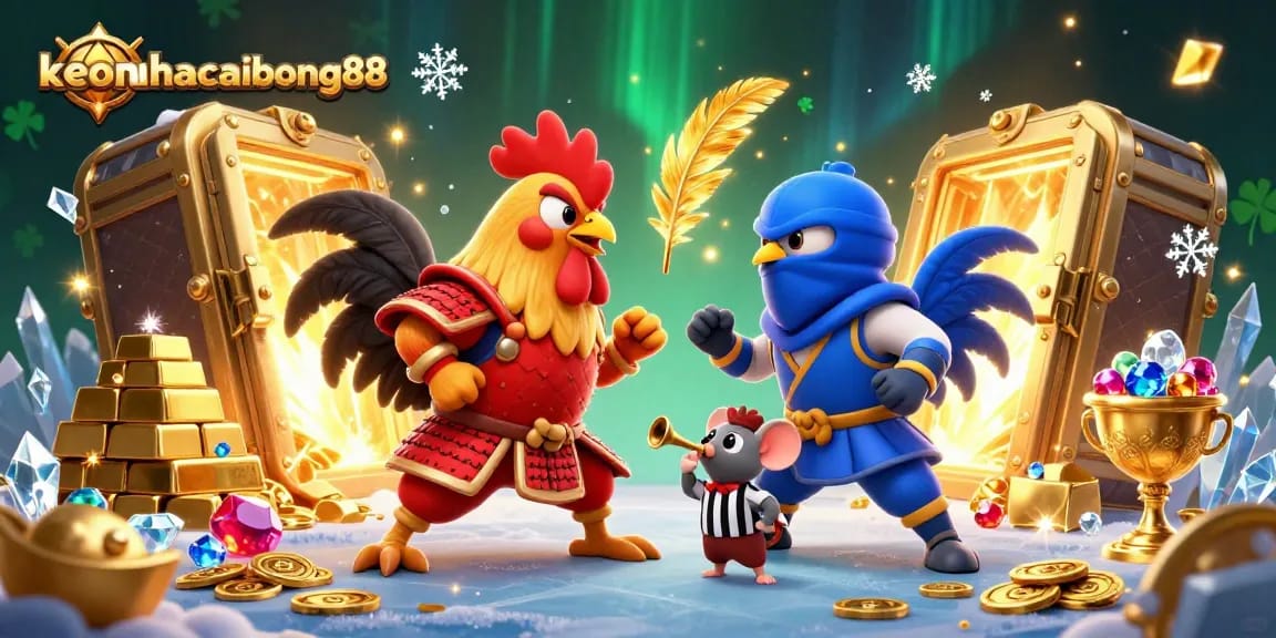 Engage in thrilling action with keonhacaibong88's dynamic rooster showdown in captivating 3D illustration.