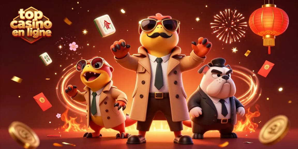 Profitez du top casino en ligne avec une illustration humoristique de raptors déguisés.