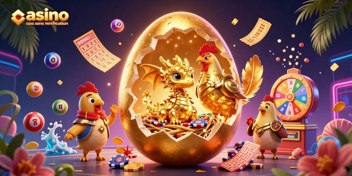 Gagnez de l'argent sur le casino en ligne sans vérification avec un dragon en or et des éléments de jeu attrayants.