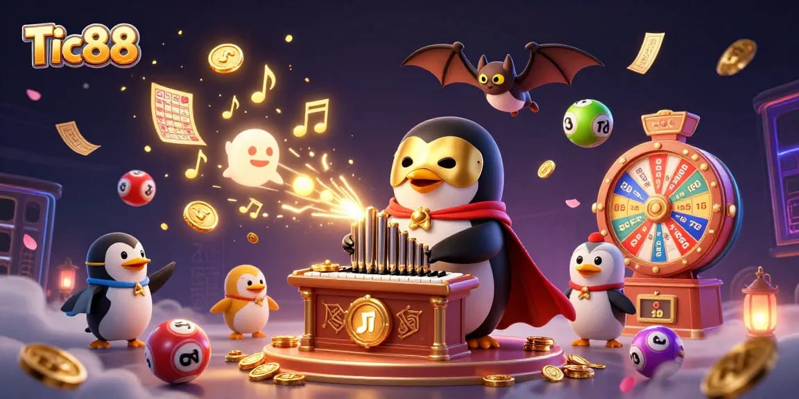 Experience the enchanting world of Tic88 with vibrant characters and thrilling game elements swirling in a dynamic casino scene.