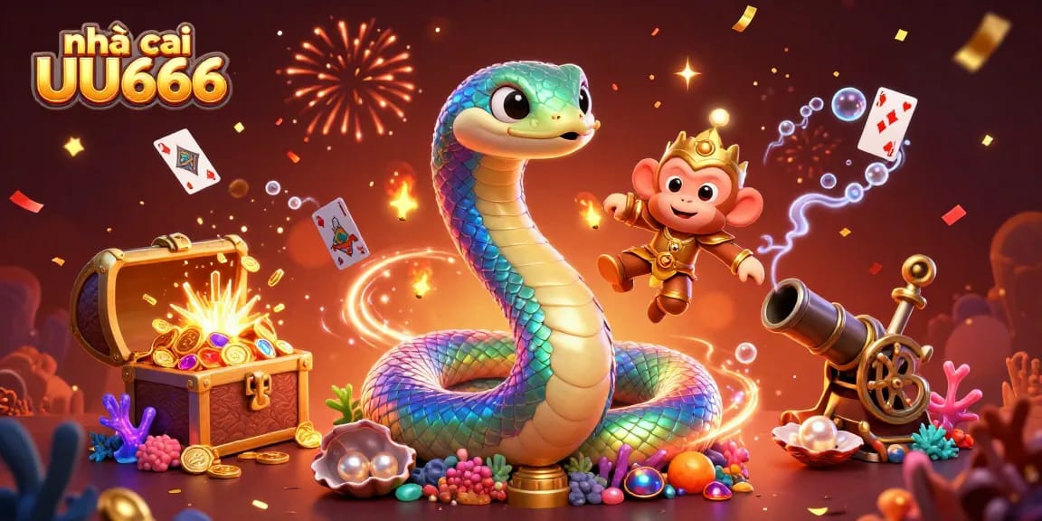 Experience thrilling gaming adventures at nhà cái UU666, featuring colorful characters and vibrant casino elements.