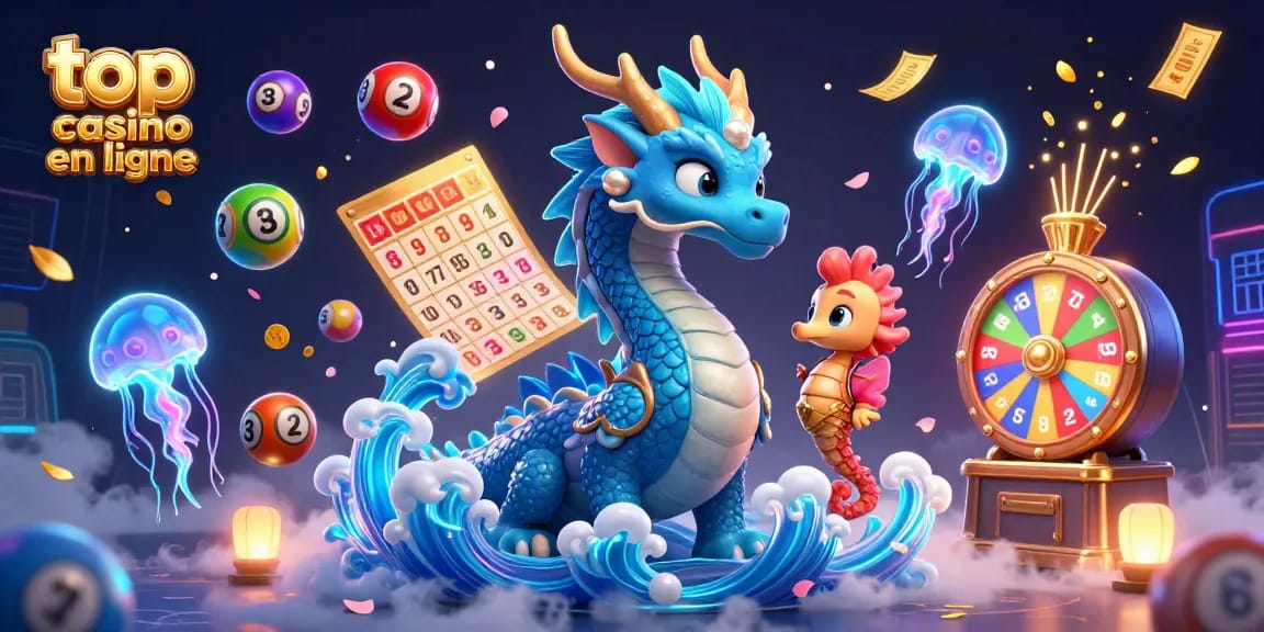 Plongez dans l'univers du top casino en ligne avec des dragons, des lumières et des loteries animées.