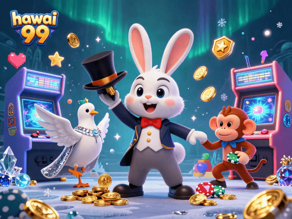 Enhance your experience in hawai 99 with this dynamic casino-themed 3D illustration.