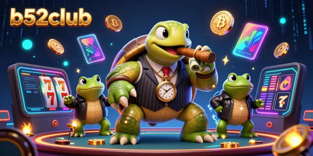 Engage with thrilling b52club gaming excitement through a vibrant 3D casino illustration
