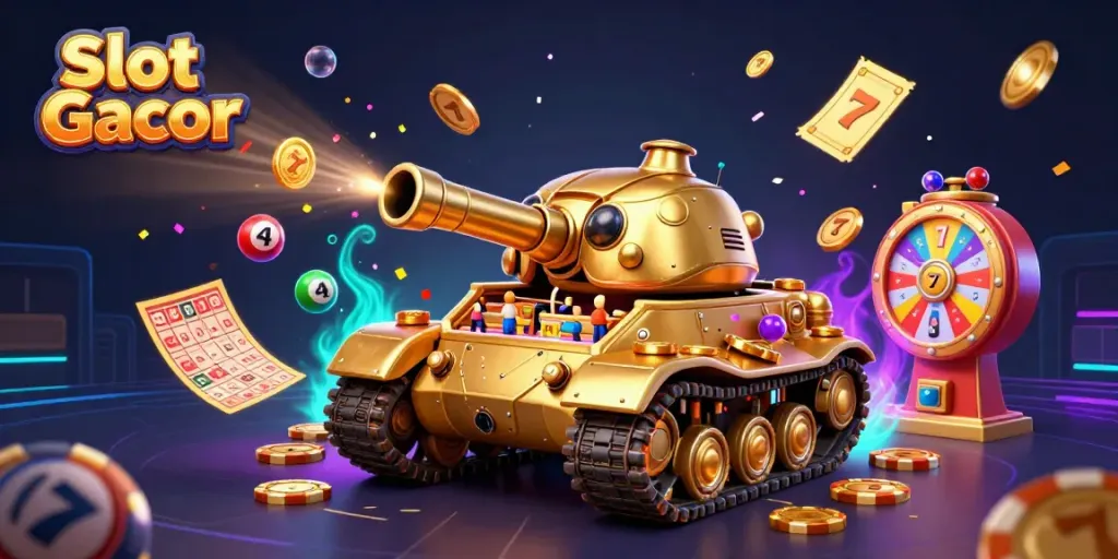 Slot Gacor menghadirkan kasino mini dalam beetle tank emas yang penuh warna dan atraktif.