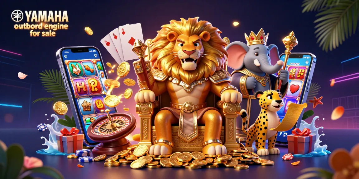 Engage in thrilling gambling with the Yamaha outboard engine for sale amidst a vibrant casino-themed scene.