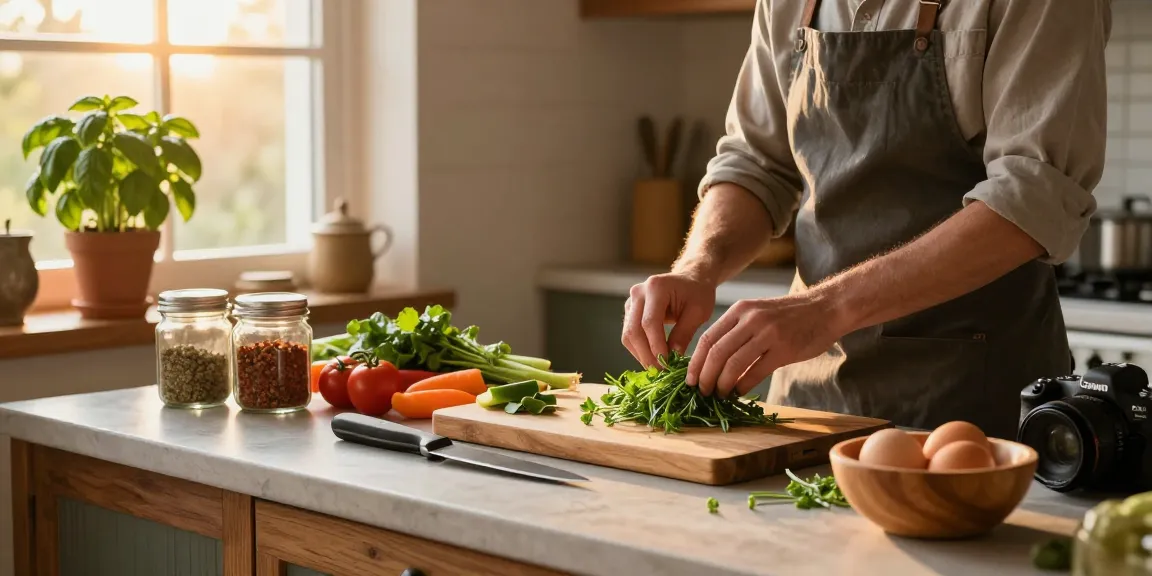 Delicious meal preparation in a cozy kitchen featuring fresh ingredients and เว็บสล็อต theme.