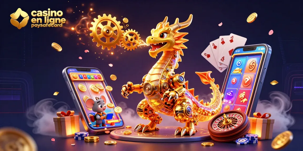 Jouez en ligne avec casino en ligne paysafecard : dragon doré mécanique et éléments de jeux vibrants.
