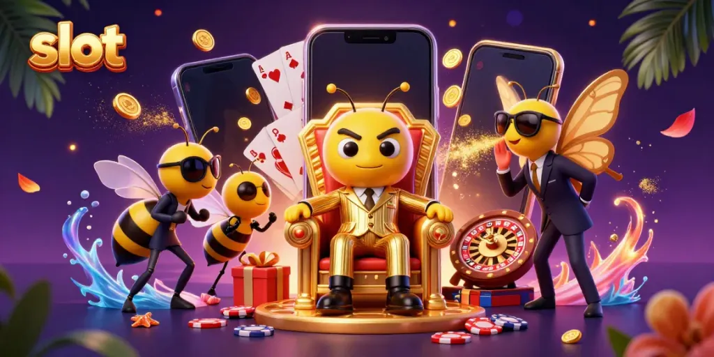 Experience thrilling slot action in a dynamic casino scene with animated characters and vibrant elements.