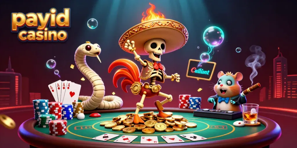 Experience the thrill at a PayID casino with vibrant characters and exciting gaming elements.