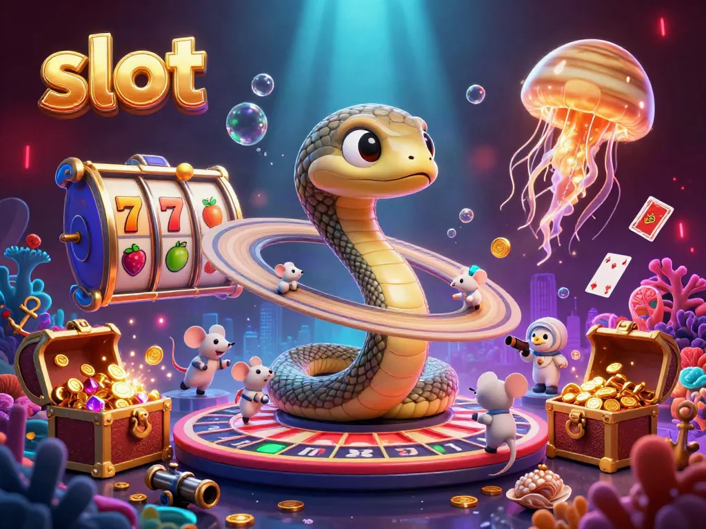 Experience the thrill of slot gaming with a vibrant, animated 3D scene featuring Saturn's rings and colorful characters.