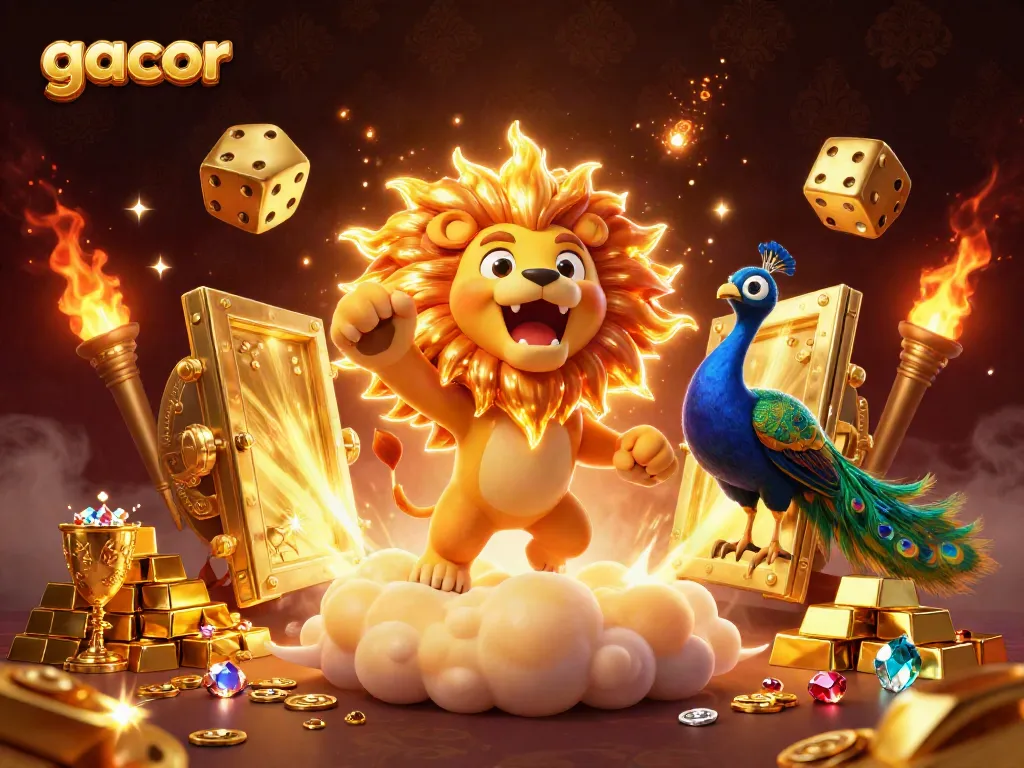 Play exciting gacor slot games with winning combinations surrounded by golden treasures.