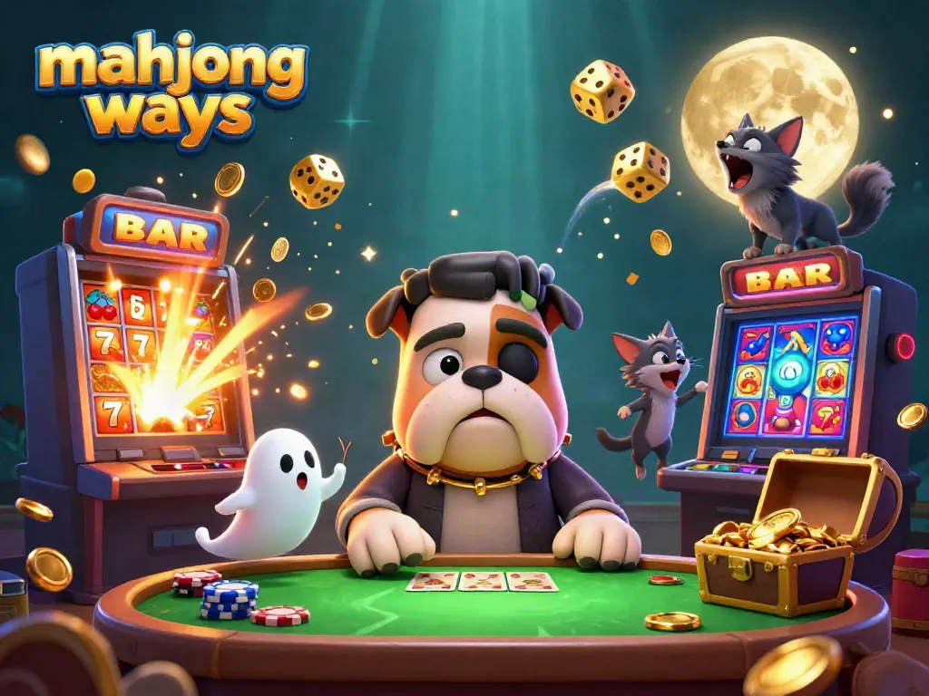 Experience thrilling gameplay with Mahjong Ways as a bulldog dealer in a vibrant casino setting.