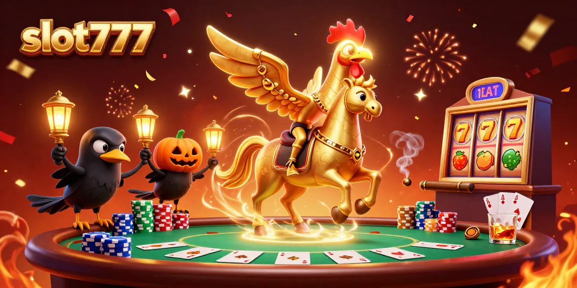 Experience exhilarating gameplay at slot777 with a lively casino scene featuring unique characters.