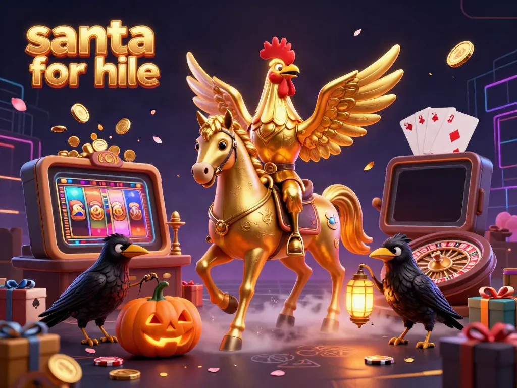 Experience the magic of santa for hire in a vibrant casino setting with golden elements and festive energy.