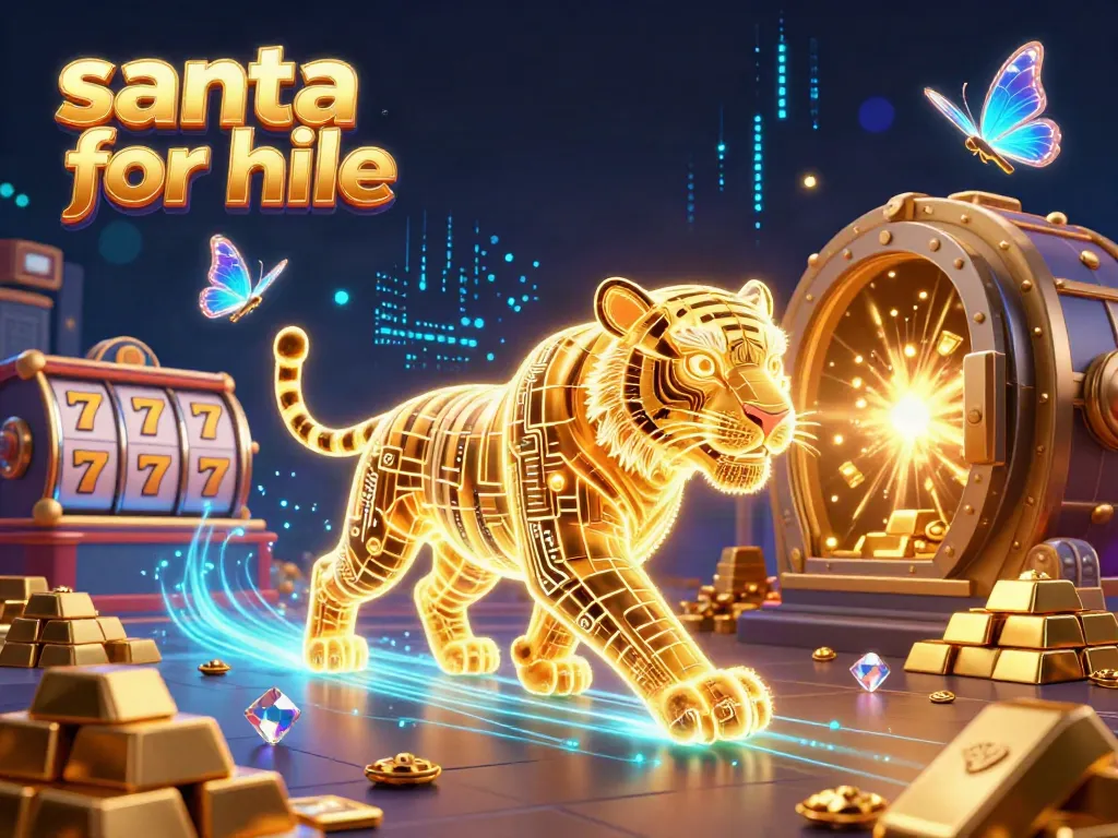 Experience the excitement of hiring Santa with a festive casino twist featuring slot reels and glowing treasures.