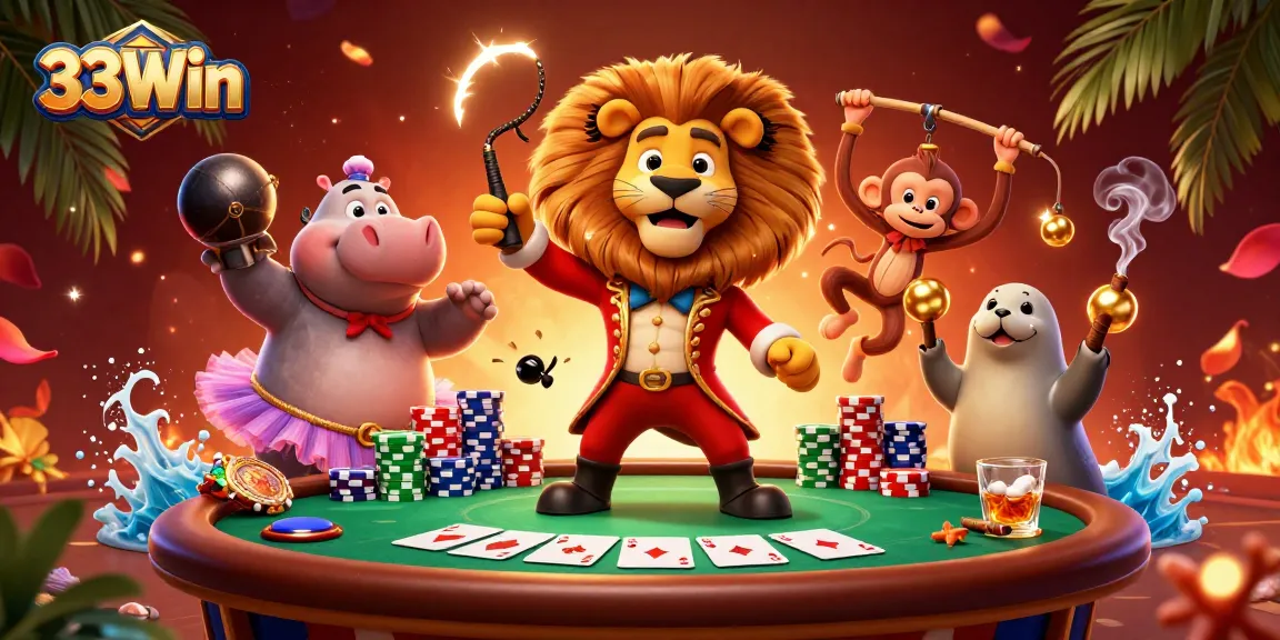 Experience immersive gaming at 33Win with vibrant casino characters and dynamic elements.