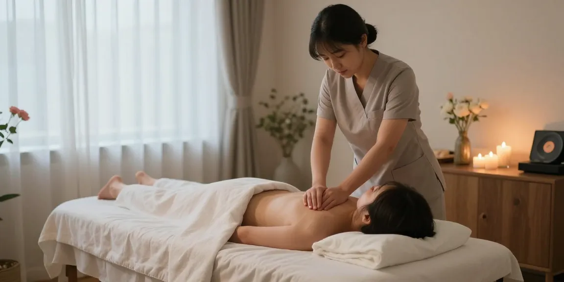 Relaxing 화곡동출장마사지 experience in a serene home setting with professional massage therapist.