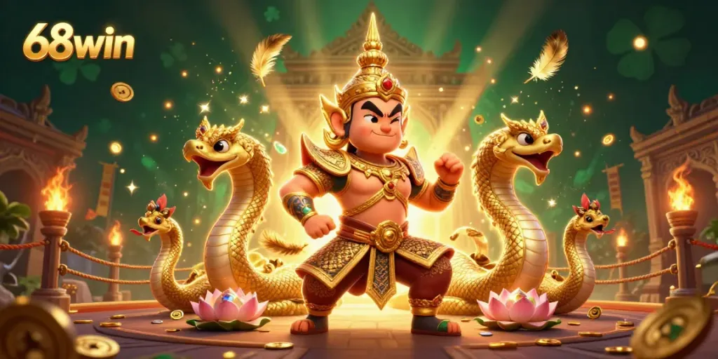 Engage with gambling experiences at 68win featuring colorful 3D casino elements and characters.