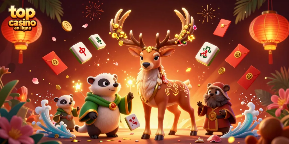 Découvrez les jeux fascinants dans le top casino en ligne avec un cerf druidique et un blaireau dans une ambiance colorée.